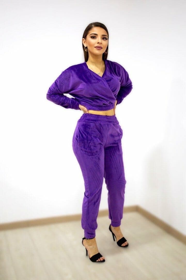 ensemble velours  Isminaz aubergine