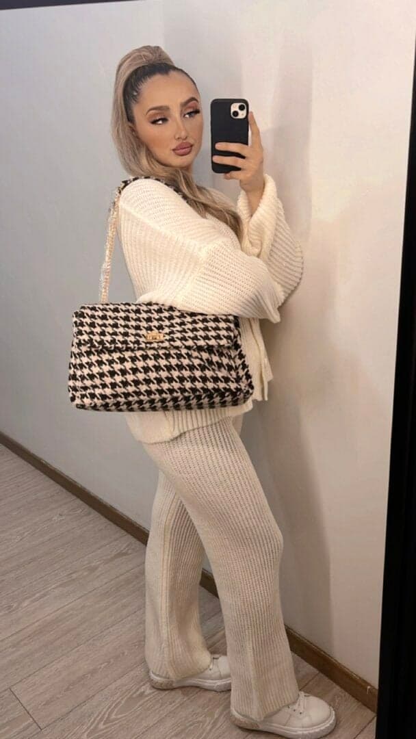 Ensemble en laine Amélie blanc cassé