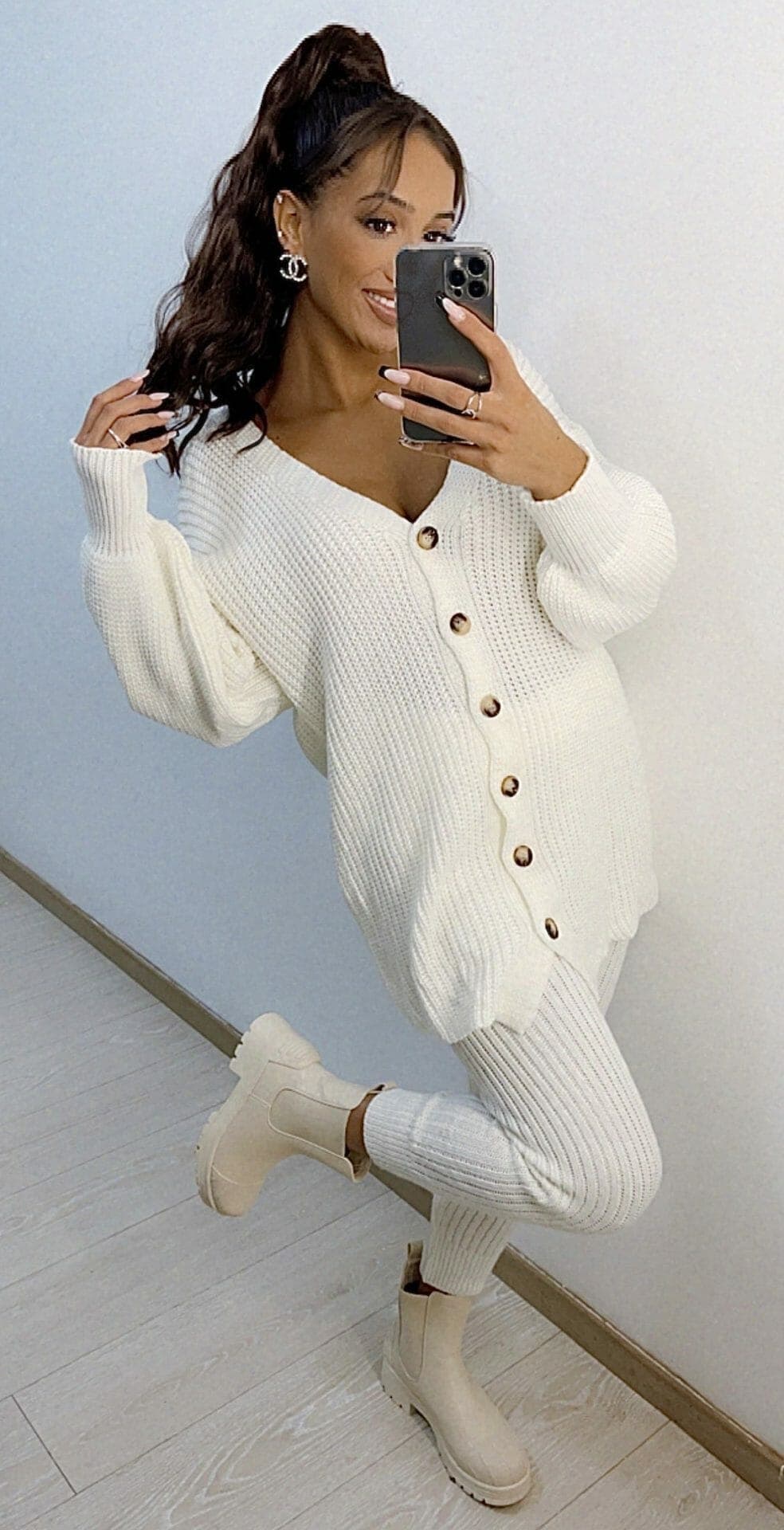 Ensemble en laine Esila rouge blanc cassé – Image 2