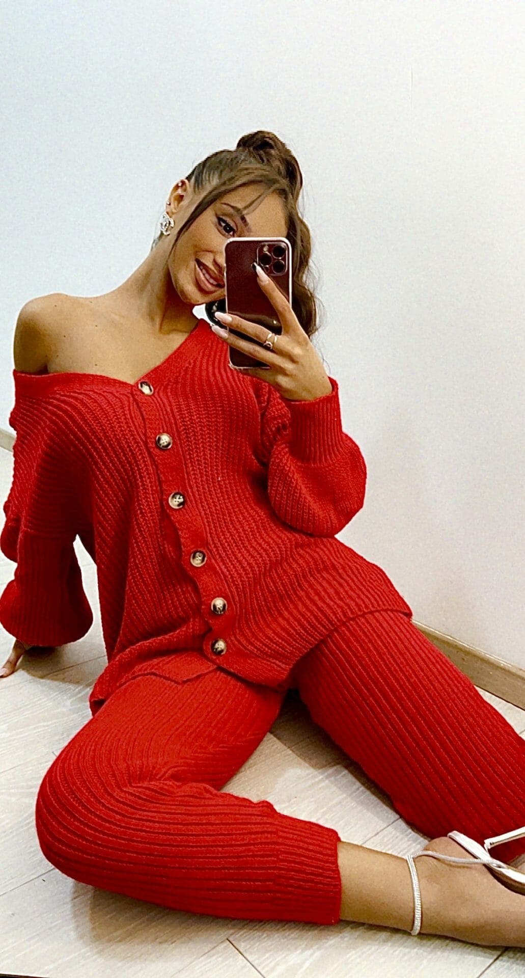 Ensemble en laine Esila rouge