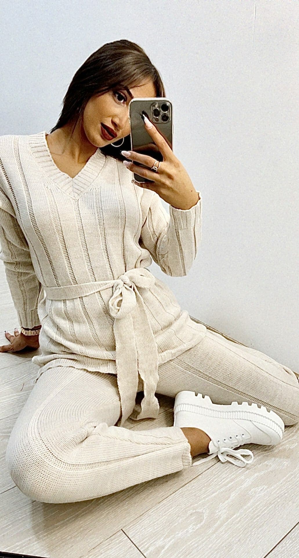 Ensemble en laine Bellissima beige