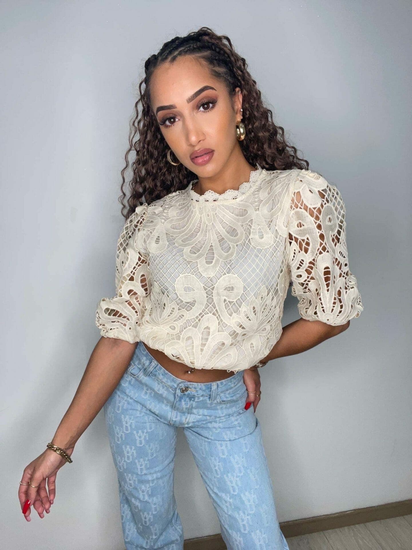 top dentelle Londra beige