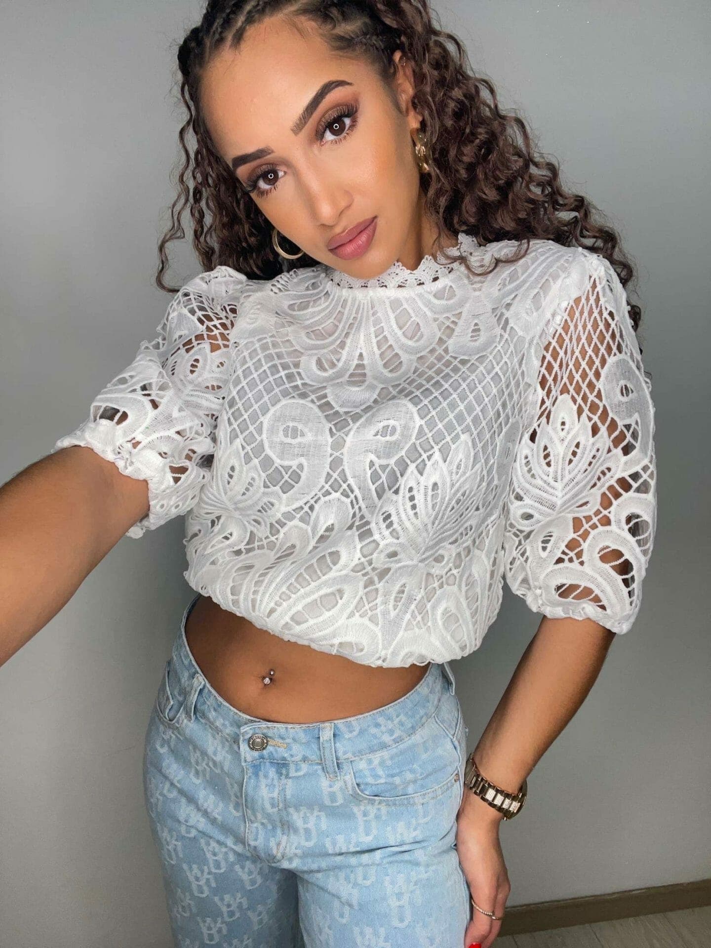 top dentelle Londra blanc – Image 2
