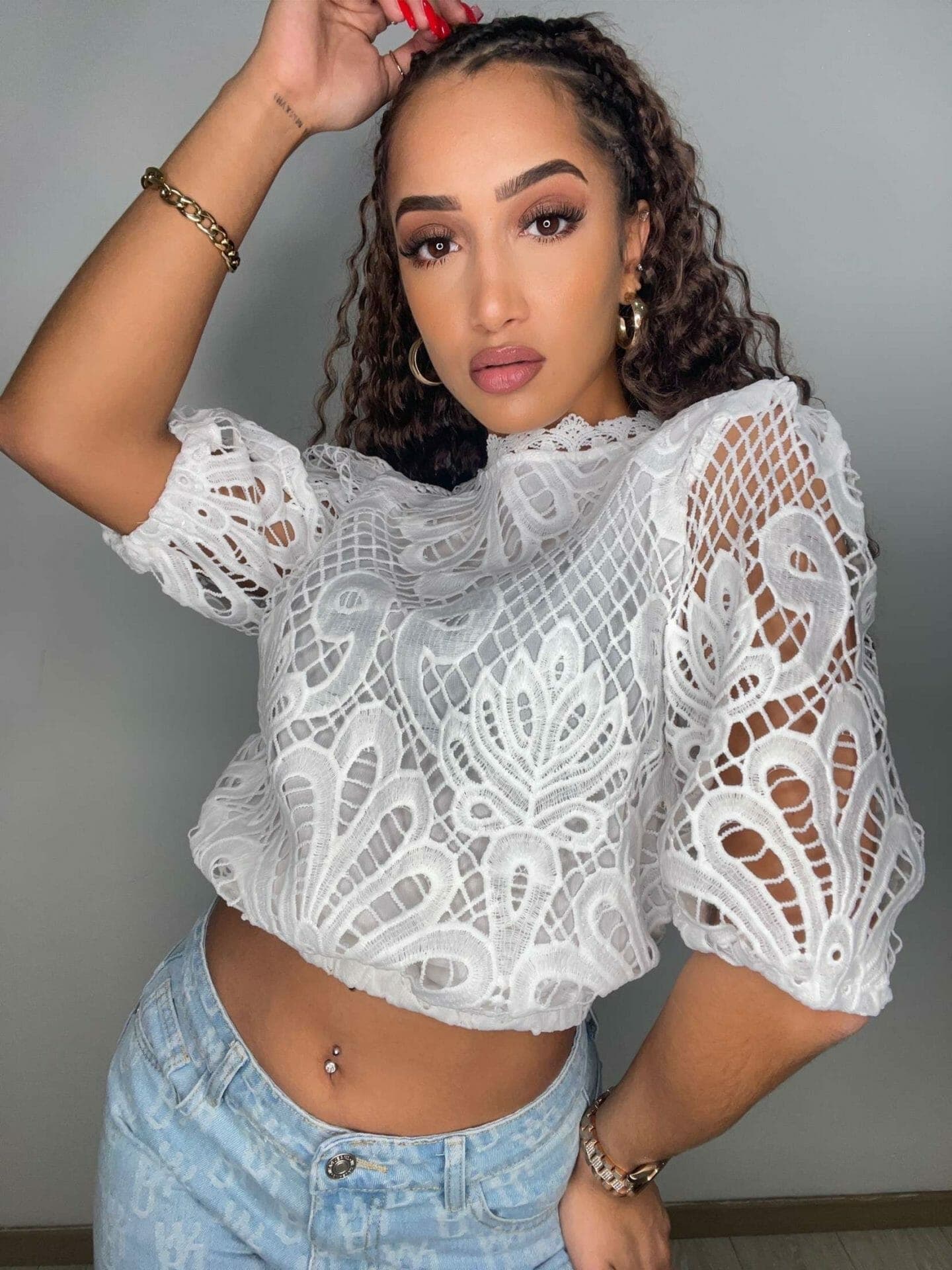 top dentelle Londra blanc