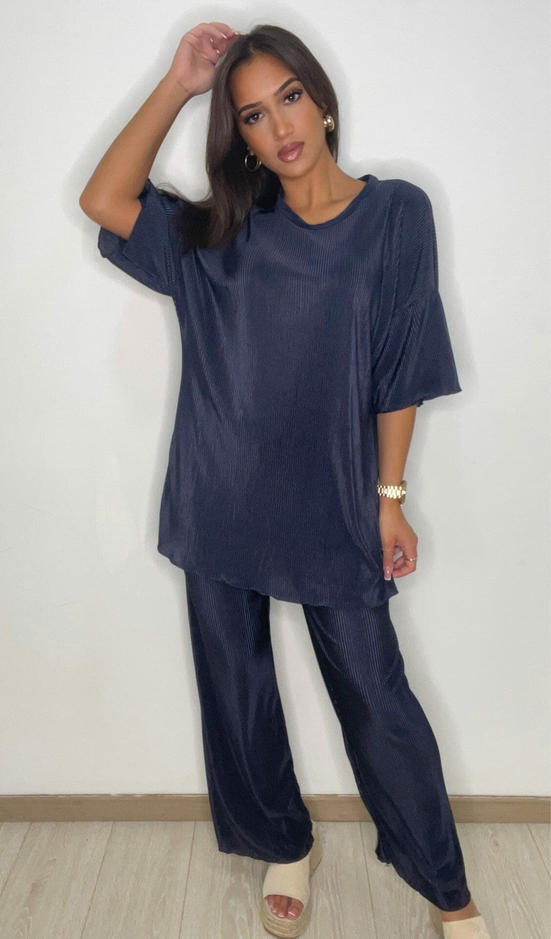Ensemble plissé Lyra bleu cobalt