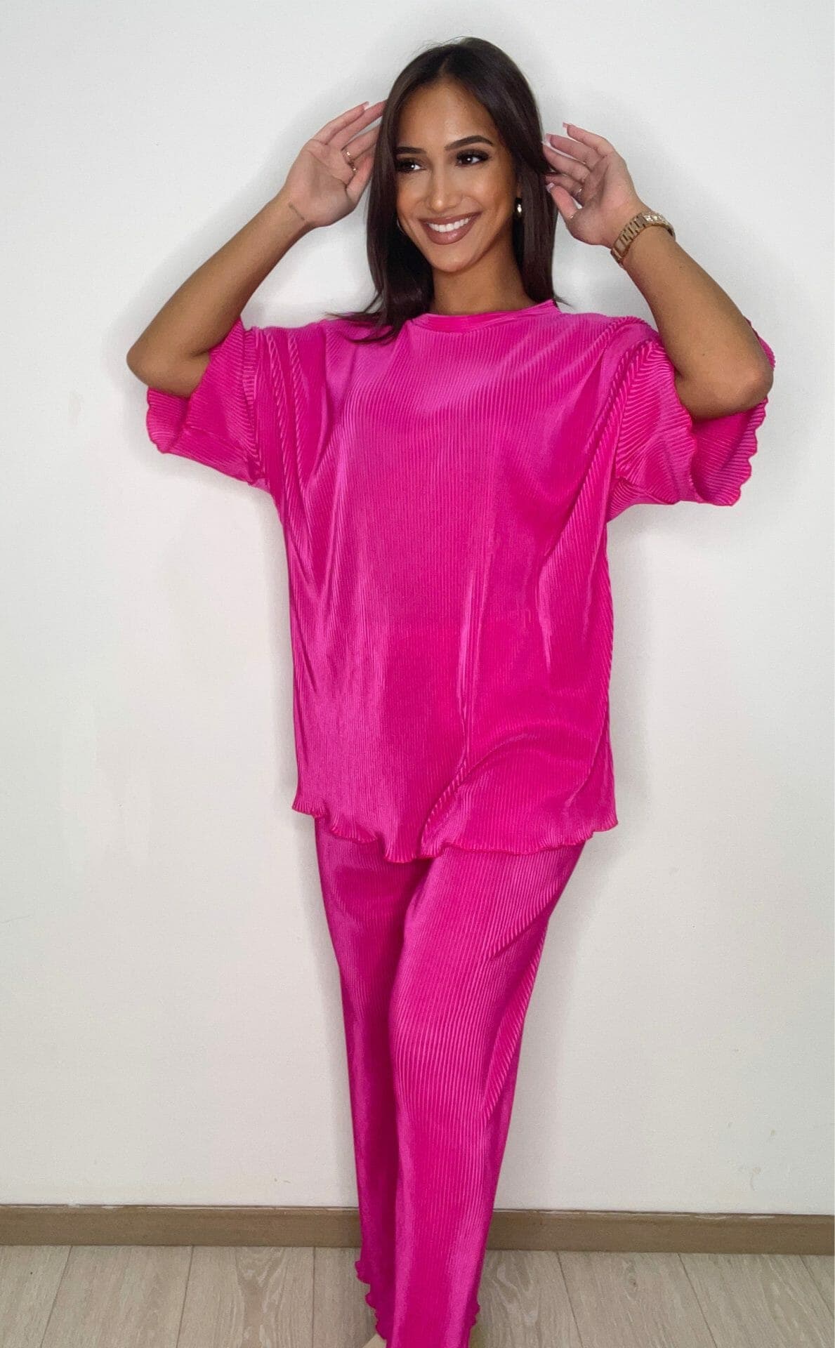 Ensemble plissé Lyra fushia