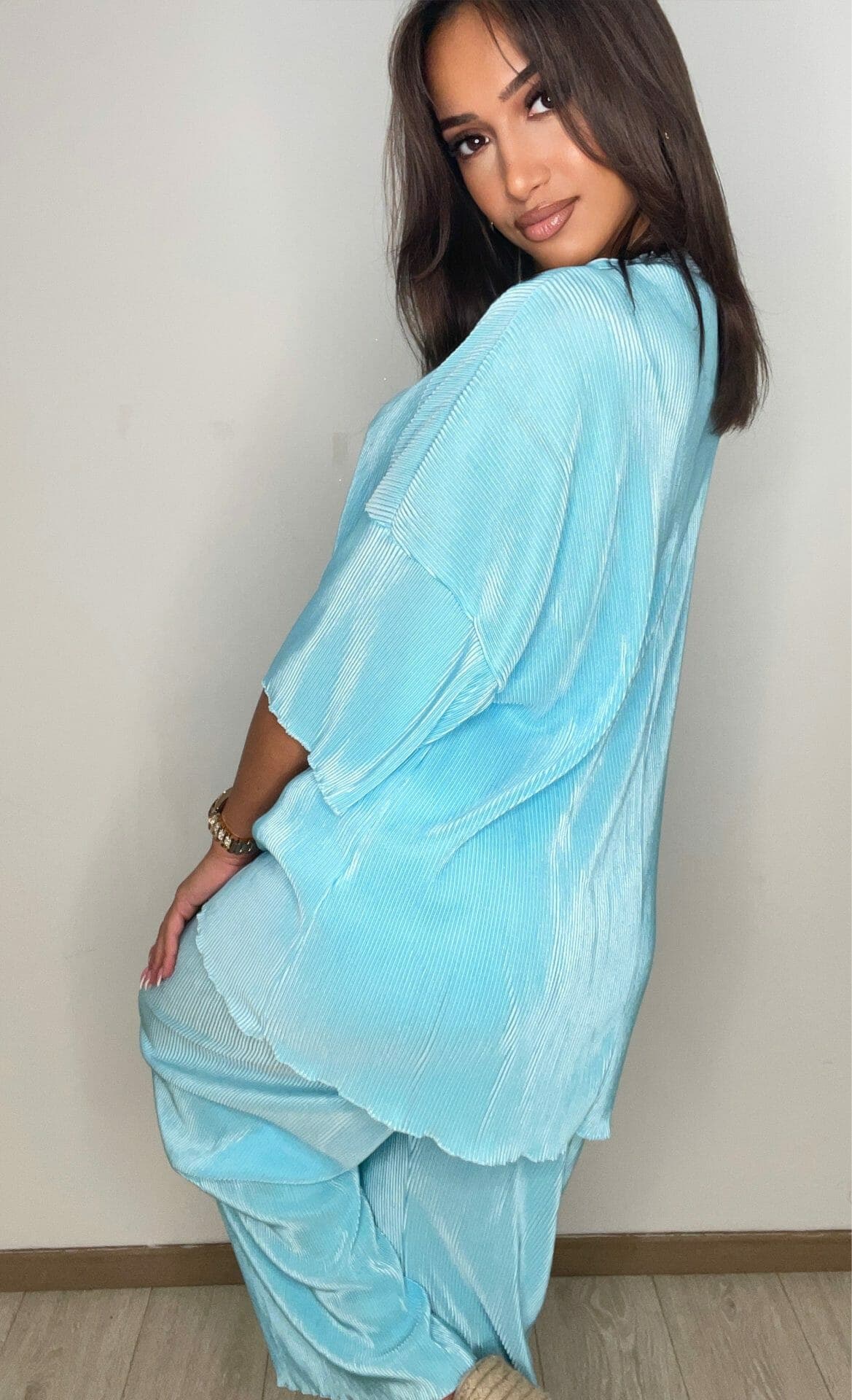Ensemble plissé Lyra bleu