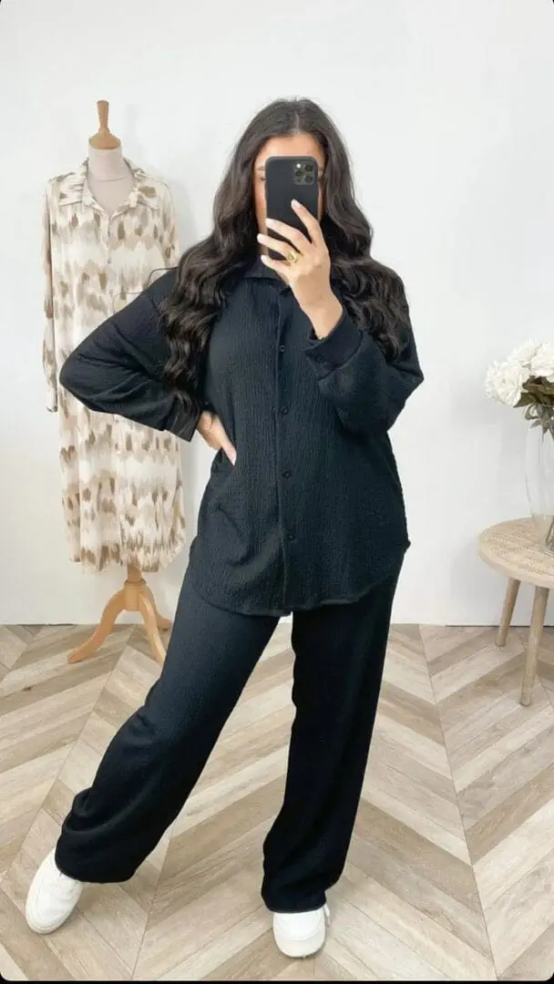 Ensemble Jersey noir manche longue