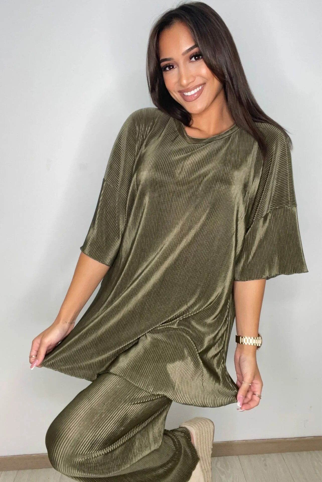 Ensemble plissé Lyra kaki – Image 4